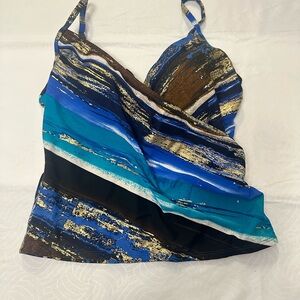 Shape FX Blue Asymmetrical Bustier Swim Top